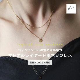 ネックレス 金属アレルギー コイン チャーム レイヤード風 チェーン ペンダント シルバー アジャスター 可愛い 人気 トレンド ギフト プレゼント 奥さん お母さん 30代 40代 50代 プチプラ レディース 高見え