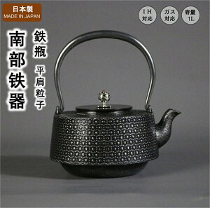 南部 鉄瓶 【平肩粒子】 南部鉄器 日本 日本製 岩手 いわて 伝統工芸 南部鉄瓶 鉄器 茶道具 鉄分補給 鉄分摂取 茶こし付き 鉄びん 急須 各種熱源対応 結婚 出産 内祝い 引き出物 金婚式 誕生