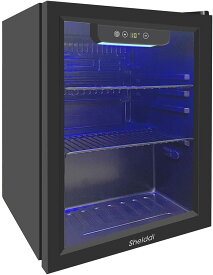 【全店1000円OFFクーポン！✨11/1迄！】Shelddi 小型冷蔵庫 ミニ冷蔵庫 48L 透明ガラスドア おしゃれ 静音 ガラス扉 一人暮らし 1ドア コンプレッサー式 温度設定3-16℃ ガラス 右開き コンパクト ホテル 旅館 GR-048