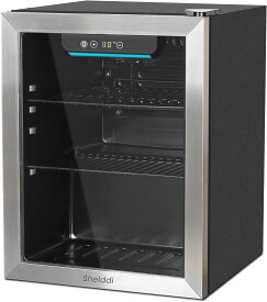 【全店1000円OFFクーポン！✨11/1迄！】Shelddi 小型冷蔵庫 48L コンプレッサー式 透明ガラスドア おしゃれ 静音 ミニ冷蔵庫 ガラス扉 一人暮らし 1ドア 小型 温度設定4-16℃ コンパクト 冷蔵ショーケース 冷蔵庫ショーケース ホテル 旅館 GSR-048