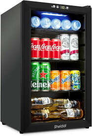 【全店1000円OFFクーポン！✨11/1迄！】Shelddi 冷蔵庫 75L 透明ガラスドア 幅49cm 小型 ミニ おしゃれ 静音 省エネ 新生活 一人暮らし 家庭用 展示用 左開き ホテル 旅館 オフィス GR-075 黒