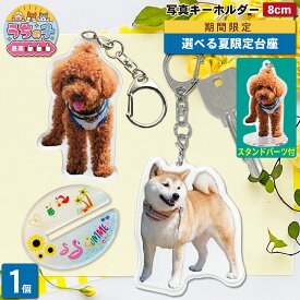 【夏限定台座】 写真 キーホルダー 犬 ペット 1個 写真キーホルダー 写真入り アクリルスタンド うちの子最高 オーダーメイド アクスタ アクキー 両面印刷 飾れる 愛犬 記念品 メモリアル グッズ ギフト プレゼント 誕生日 フォト いぬ 散歩 オーナーズグッズ　1P