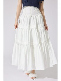 ウエストシャーリングタックデザインフレアスカート rienda リエンダ スカート ロング・マキシスカート ブラック ホワイト【送料無料】[Rakuten Fashion]