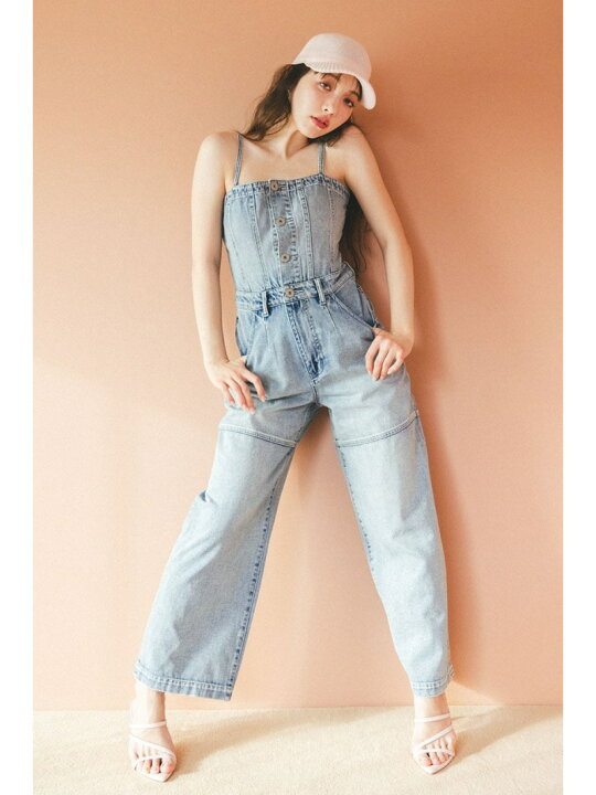 楽天市場】ビスチェライクDENIMロンパース rienda リエンダ 