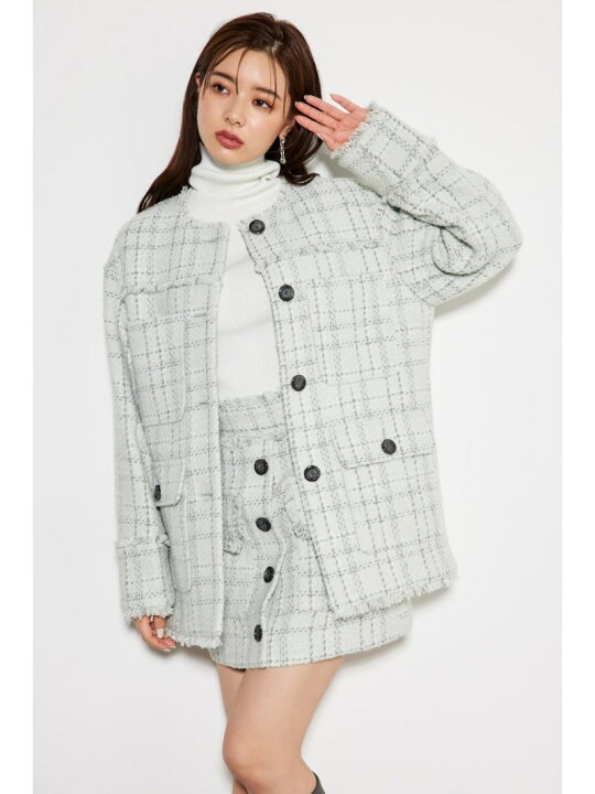 楽天市場】【SALE／50%OFF】ノーカラーツイードウールMIX CT rienda 