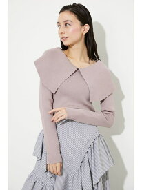 オーバーターンカラーknitTOP rienda リエンダ トップス ニット ホワイト ブラック ピンク【送料無料】[Rakuten Fashion]