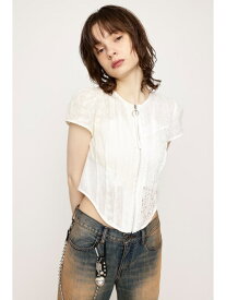 CAP SLEEVE ZIP LACE トップス SLY スライ トップス シャツ・ブラウス ホワイト ブラック【送料無料】[Rakuten Fashion]