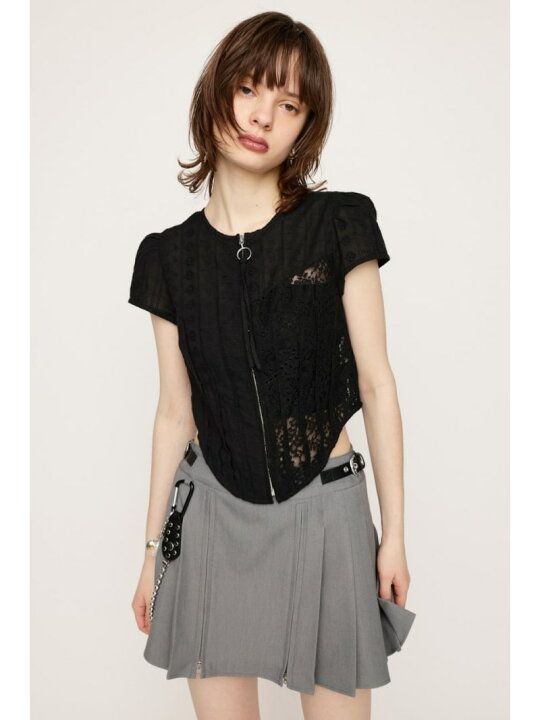 楽天市場】CAP SLEEVE ZIP LACE トップス SLY スライ トップス シャツ SLY 新品完売ブラックCAP SLEEVE ZIP LACE トップス