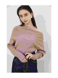 【WEB限定カラー】アシンメトリードロップショルダーKnitTOP rienda リエンダ トップス ニット ホワイト ブラック ブラウン ピンク【送料無料】[Rakuten Fashion]