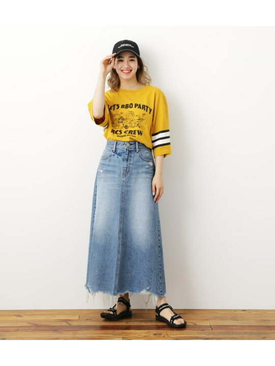 楽天市場】【SALE／50%OFF】ヘムクラッシュデニムマキシスカート RODEO  