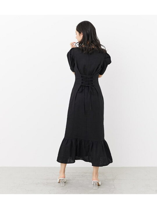 楽天市場 Sale 50 Off リネンマーメイドop Rienda リエンダ ワンピース 5ー9分袖ワンピース ブラック ホワイト Rba E 送料無料 Rakuten Fashion シェルターウェブストア