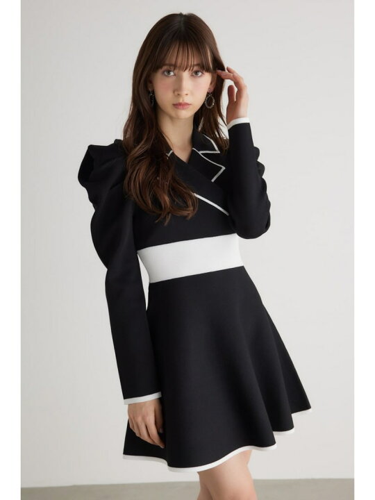 楽天市場】テーラードカラーミニフレアknit OP rienda リエンダ  