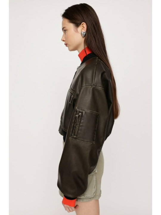 楽天市場】VINTAGE F/LEATHER CROP ブルゾン SLY スライ ジャケット 