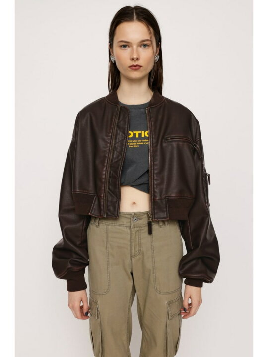 楽天市場】VINTAGE F/LEATHER CROP ブルゾン SLY スライ ジャケット 