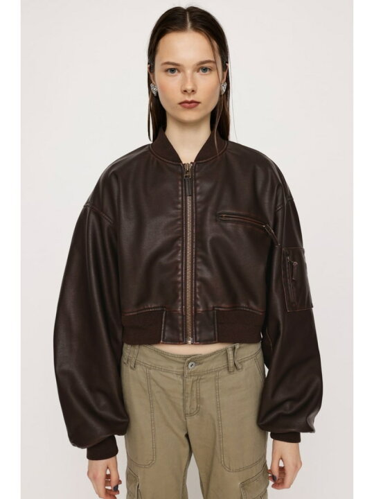楽天市場】VINTAGE F/LEATHER CROP ブルゾン SLY スライ ジャケット 