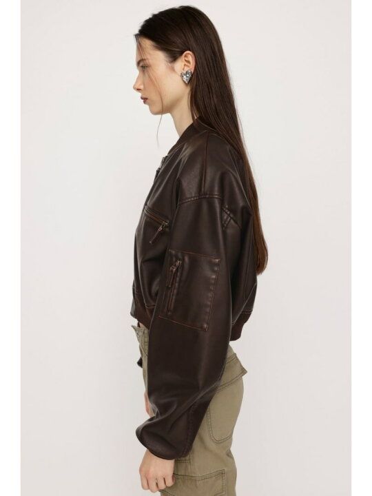 楽天市場】VINTAGE F/LEATHER CROP ブルゾン SLY スライ ジャケット 