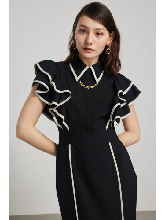 楽天市場】【SALE／60%OFF】フリルスリーブバイカラーOP rienda 