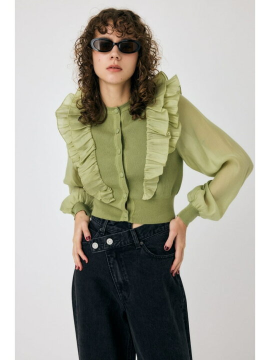 Theory 25SS 完売 ウォッシャブル ジップカーディガン MOUSSY | ZIP UP KNIT カーディガン (カーディガン )  |SHEL'TTER [マウジー] SHIRRING カーディガン