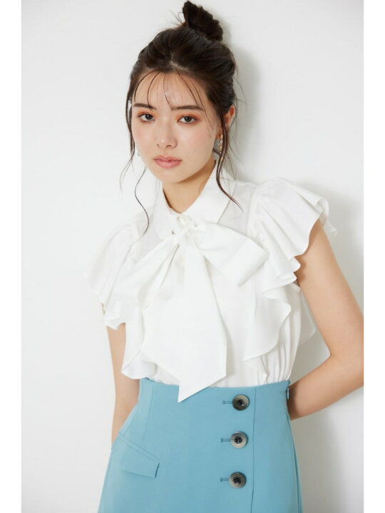 楽天市場】【SALE／50%OFF】フリルSLVボウタイBLS rienda リエンダ 