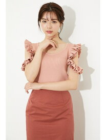 ランダムフリルKnit TOPS rienda リエンダ トップス ニット ホワイト ブラック ピンク オレンジ【送料無料】[Rakuten Fashion]