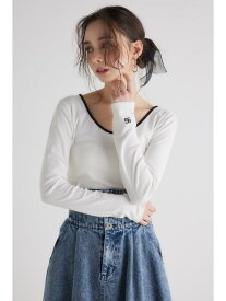 【WEB限定】バイカラーバックリボンロンT rienda リエンダ トップス カットソー・Tシャツ ホワイト ブラック【送料無料】[Rakuten Fashion]