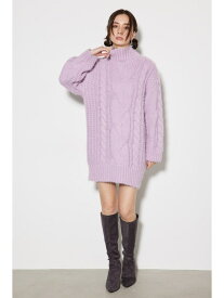 【SALE／20%OFF】ケーブルデザインknit ミニ OP rienda リエンダ ワンピース・ドレス ワンピース ホワイト パープル グレー【RBA_E】【送料無料】[Rakuten Fashion]