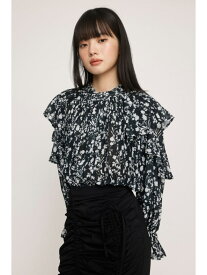 【LIMITED ITEM】FLOWER CHIFFON ブラウス SLY スライ トップス シャツ・ブラウス ブラック グリーン【送料無料】[Rakuten Fashion]