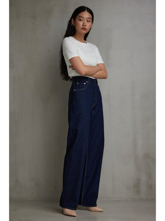 楽天市場】AZUL DENIMハイウエストワイドデニムロング丈 AZUL BY 