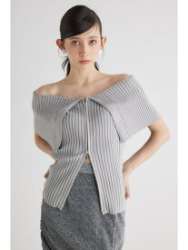 BIGカラーオフショル Knit TOP rienda リエンダ トップス ニット ブラック ピンク ブルー グレー【送料無料】[Rakuten Fashion]