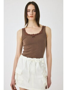 �ySALE�^50%OFF�zLACE TRIM �^���N�g�b�v MOUSSY �}�E�W�[ �g�b�v�X �m�[�X���[�u�E�^���N�g�b�v �O���[ �u���E���yRBA_E�z[Rakuten Fashion]