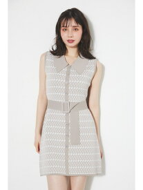 【SALE／50%OFF】ジャガードチェックKnit mini OP rienda リエンダ ワンピース・ドレス ワンピース ブラック ホワイト パープル【RBA_E】【送料無料】[Rakuten Fashion]