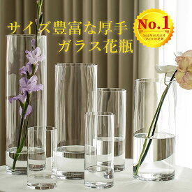 【ランキング1位受賞】（超厚ガラス）花瓶（枝もの 倒れにくい）フラワーベース (28サイズ) 円柱 花器 大きい 小さい 一輪挿し 透明 広口 北欧 インテリア 雑貨 生花 造花 植物 新生活 リビング 寝室 玄関 書斎 窓辺 食卓 花びん 一人暮らし インテリア 新築 引っ越し