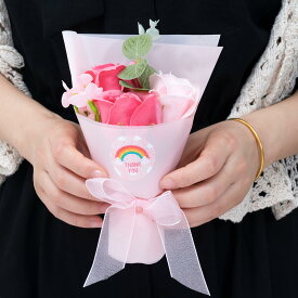 「送料無料」WillingYou 母の日 プレゼント ソープフラワー 造花 花束 バラ 3本 ギフト シャボンフラワー ピンク