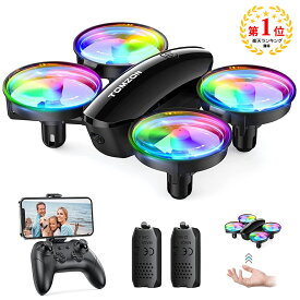 ドローン 1080P カメラ付き 100g未満 LEDライト付 子供向け Tomzon 放り投げ飛行 宙返り ワンキー離陸 ヘッドレスモード モード1/2切替可 360°保護カバー 室内用 初心者 子供向け 小型 誕生日 プレゼント 2年保証 A23W