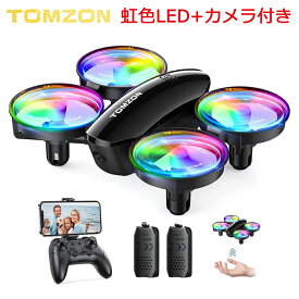 ドローン 1080P カメラ付き 100g未満 LEDライト付 免許不要 子供向け Tomzon トイドローン 放り投げ飛行 宙返り ワンキー離陸 モード1/2切替可 室内用 初心者 子供向け 小型 クリスマスプレゼント 2年保証 A23W