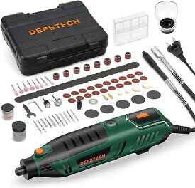 ミニルーターセット 6段変速 40000RPM 電動 リューター DEPSTECH 180W 電動工具 128ピース入り 高速回転 研磨機 DIY工具セット 穴開け 切断 彫刻 研磨 錆落とし 収納ケース付