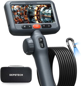 ★デュアルレンズ★ 先端可動式 DEPSTECH ファイバースコープ 210°双方向回転 4.5インチIPSモニター 1080P 外径8.5MM 内視鏡カメラ IP67防水 LEDライト付き 自宅メンテナンス 車整備 機械点検 24ヶ月保証付き (3M半剛性ケーブル)