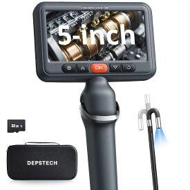 【4000円OFFクーポン】先端可動式 DEPSTECH ファイバースコープ 5インチ大画面IPSモニター 左右兼用 1080Pカメラ 6.2MM極細 210°双方向回転可能 IP67防水 LEDライト付き 車整備 機械点検 自宅メンテナンス 収納ケース付 24ヶ月保証付き 1.5M半剛性ケーブル