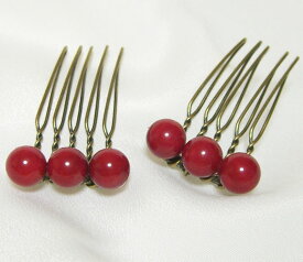 【おんなのお守り】特上天然染め赤珊瑚 プチ飾り櫛【コーム 和装 お正月 御祝】