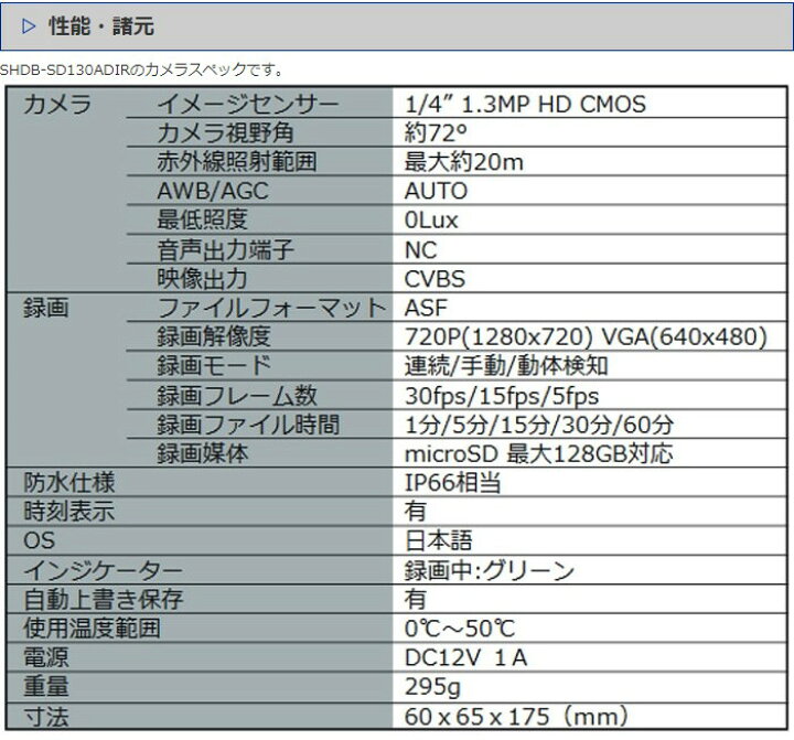 楽天市場 送料無料 128gbのsd録画式カメラ Sdカード録画 高画質 130万画素 赤外線屋外用バレットカメラ 防犯カメラ 屋外 家庭用防犯カメラ Shdbf Sd130adir 防犯カメラ専門店アルタクラッセ