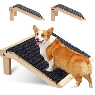 犬用階段スロープ ペット用はしご 木製 屋内屋外 滑り止め付き 木製ペットスロープ 車 ソファ 短足犬階段