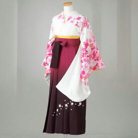 卒業式 袴 レンタル 12点セット 送料無料 gr139 生成にピンクの桜・牡丹 Lサイズ