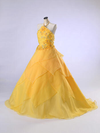 おトク カラードレス 最適な材料 ウェディング用 １１号《イエロークロススカート》yellow-001