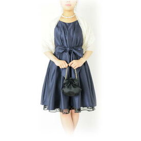 レンタルドレス レディース(大人)「ネイビー×ブラックオーガンジーウエストリボンワンピース」 9号【g527】【パーティドレスレンタル】【お宮参り】【ミセス】セット品【レンタル】