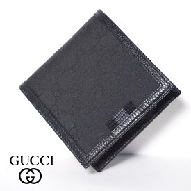 GUCCI グッチ メンズ 二つ折り 財布 ブラック 150413 G1XWN 8615【純正紙袋リボン選択可】GGナイロン+レザー 小銭入れ付き GG柄 正規アウトレット品 ギフト プレゼントに 本物保証!!