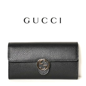 グッチ GUCCI 長財布 ダラーカーフ 二つ折り ブラック 615524 CAO0G 1000【純正☆紙袋リボン選択可 インターロッキングG レディース 正規アウトレット品 ゴールド GGロゴ 黒 レザー 本革 【新品正規品】598166 本物保証!!