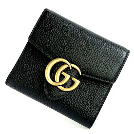 GUCCI グッチ GG マーモント 2つ折り財布 ブラック 782749 A7M0T 1000【純正☆紙袋リボン選択可】レディース メンズ兼用 正規アウトレット品 MARMONT 黒 レザー 本革 新品 本物保証!!