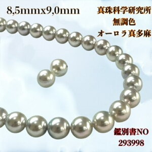 〔動画あり〕【真珠科学研究所 オーロラ真多麻8.5mmx9.0mm 無調色 2点SET】無調色オーロラ真多麻鑑別書 ネックレス ナチュラルグレー (真珠ネックレス アコヤ真珠 最高品質 本真珠) 入学式