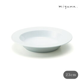 plue プルー 23cm パスタボウル 白磁miyama 深山 シンプル リム 食器 皿 美濃焼 日本製