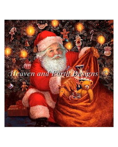 Heaven And Earth Designs �N���X�X�e�b�`�h�J�}�� HAED �㋉�� Ruth Sanderson �T���^�̃o�b�O�Ɗߋ� Santas Bag of Toys �S�ʎh��